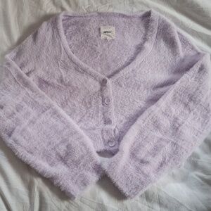 Aerie Fuzzy Cropped Cardigan